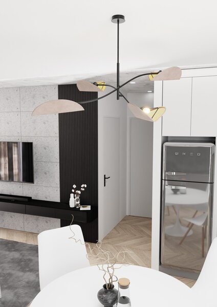 Plafoniera Moderna Mulciber Acciaio Nero Grigio 4 Luci E14