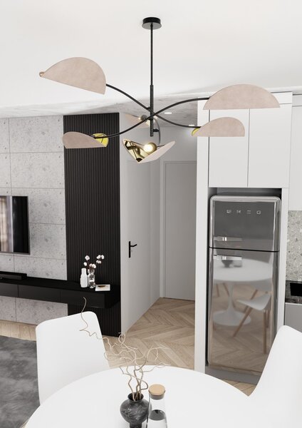 Plafoniera Moderna Mulciber Acciaio Nero Grigio 6 Luci E14