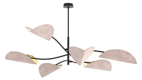 Plafoniera Moderna Mulciber Acciaio Nero Grigio 6 Luci E14