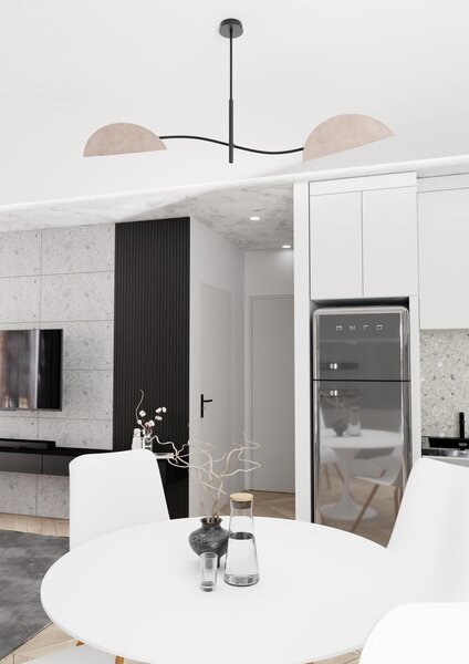 Plafoniera Moderna Pallade Acciaio Nero Grigio 2 Luci E14