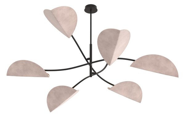 Plafoniera Moderna Mulciber Acciaio Nero Grigio 6 Luci E14