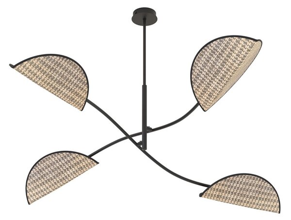 Plafoniera Moderna Mulciber Acciaio Nero 4 Luci E14