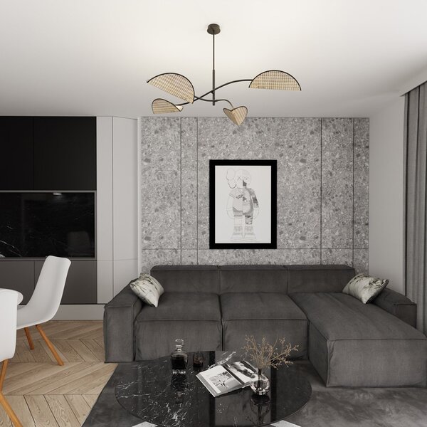 Plafoniera Moderna Mulciber Acciaio Nero 4 Luci E14