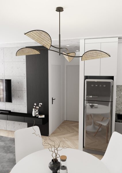 Plafoniera Moderna Mulciber Acciaio Nero 4 Luci E14