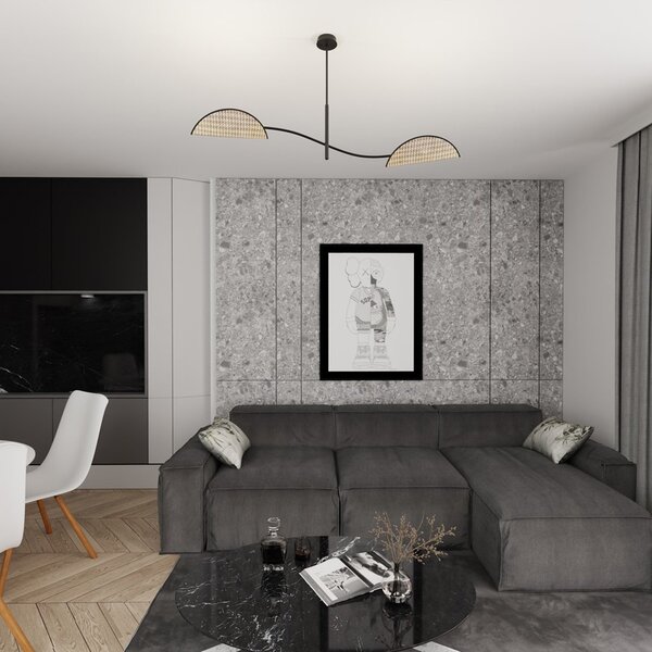 Plafoniera Moderna Mulciber Acciaio Nero 2 Luci E14