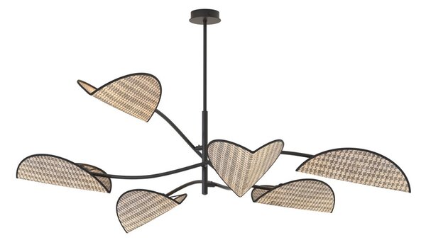 Plafoniera Moderna Mulciber Acciaio Nero 6 Luci E14