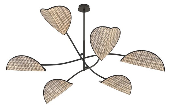 Plafoniera Moderna Mulciber Acciaio Nero 6 Luci E14