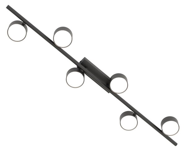 Plafoniera Moderna Mulciber Acciaio Nero 6 Luci Gx53
