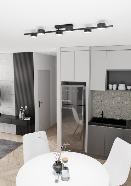 Plafoniera Moderna Mulciber Acciaio Nero 6 Luci Gx53