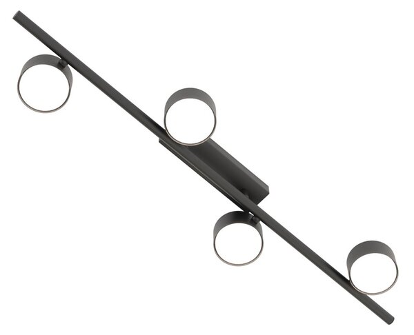 Plafoniera Moderna Mulciber Acciaio Nero 4 Luci Gx53