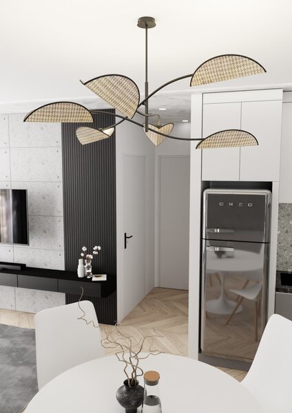Plafoniera Moderna Mulciber Acciaio Nero 6 Luci E14