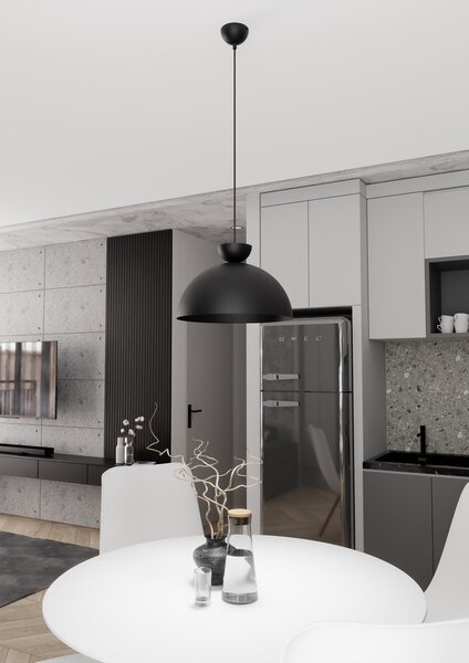 Lampadario Minimal Mulciber Acciaio Nero 1 Luce Gx53