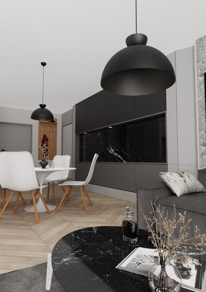 Lampadario Minimal Mulciber Acciaio Nero 1 Luce Gx53