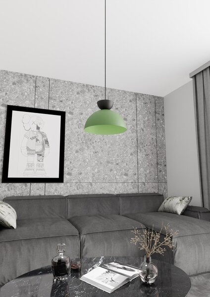 Lampadario Minimal Venus Acciaio Nero Verde Small 1 Luce Gx53