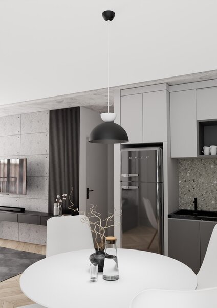 Lampadario Minimal Mulciber Acciaio Nero Bianco 1 Luce Gx53