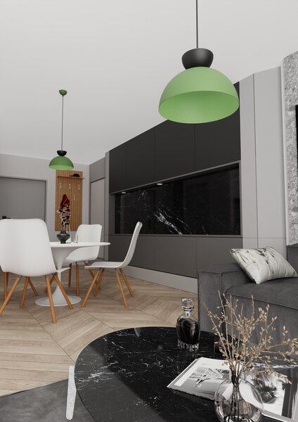 Lampadario Minimal Venus Acciaio Nero Verde Small 1 Luce Gx53