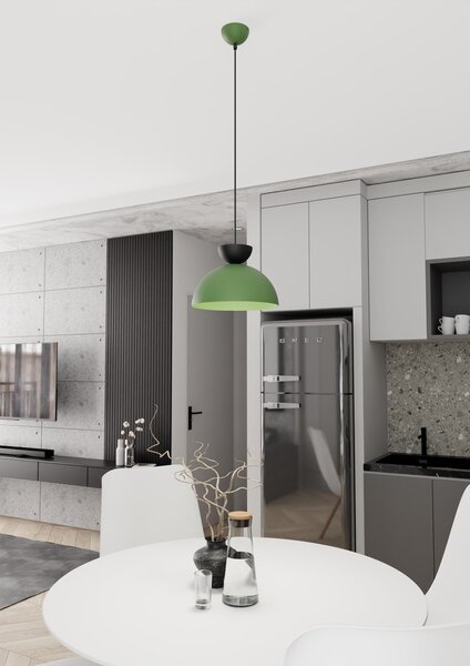 Lampadario Minimal Venus Acciaio Nero Verde Small 1 Luce Gx53