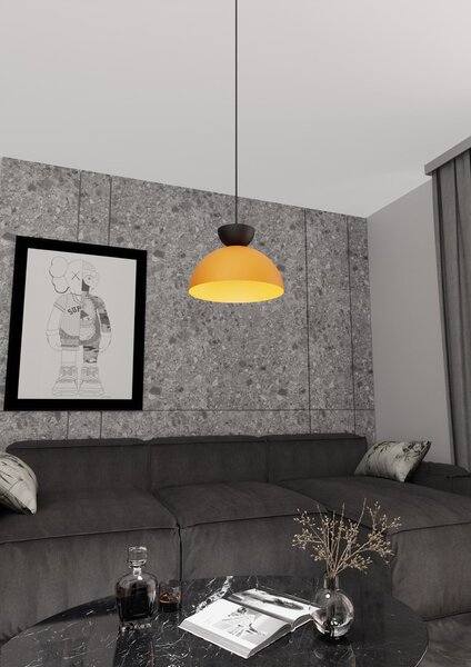 Lampadario Minimal Venus Acciaio Nero Arancione Small 1 Luce Gx53