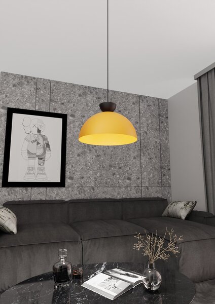 Lampadario Minimal Venus Acciaio Nero Arancione Large 1 Luce Gx53