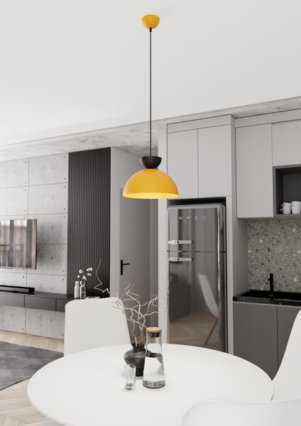 Lampadario Minimal Venus Acciaio Nero Arancione Small 1 Luce Gx53