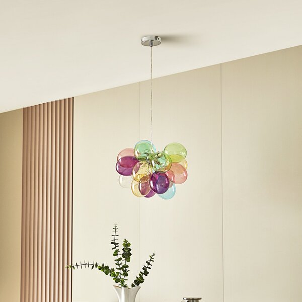 Lampada a sospensione Lucande, Diborah, dimmerabile, Multicolore, Soggiorno, Vetro, Design