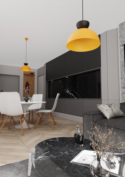 Lampadario Minimal Venus Acciaio Nero Arancione Small 1 Luce Gx53
