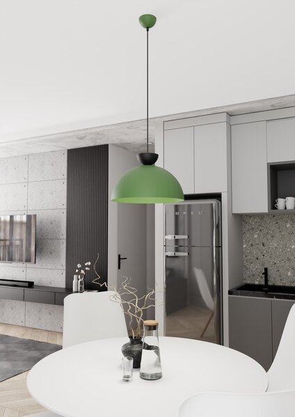 Lampadario Minimal Venus Acciaio Nero Verde Large 1 Luce Gx53