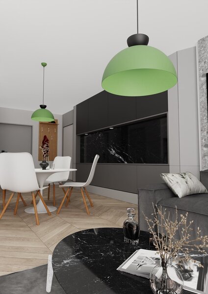 Lampadario Minimal Venus Acciaio Nero Verde Large 1 Luce Gx53