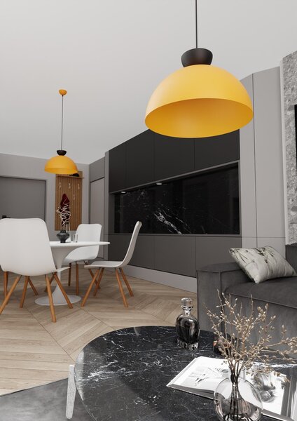 Lampadario Minimal Venus Acciaio Nero Arancione Large 1 Luce Gx53