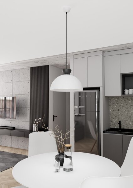 Lampadario Minimal Cyllenius Acciaio Bianco Nero 1 Luce Gx53