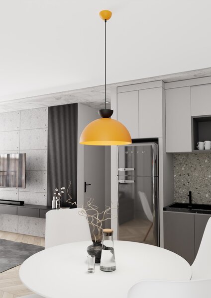 Lampadario Minimal Venus Acciaio Nero Arancione Large 1 Luce Gx53