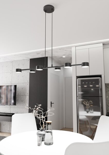 Lampadario Minimal Cyllenius Acciaio Nero 6 Luci Gx53