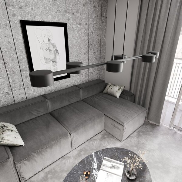Lampadario Minimal Cyllenius Acciaio Nero 6 Luci Gx53