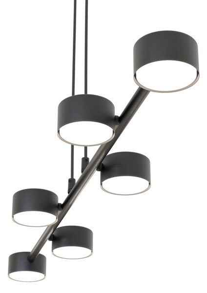 Lampadario Minimal Cyllenius Acciaio Nero 6 Luci Gx53