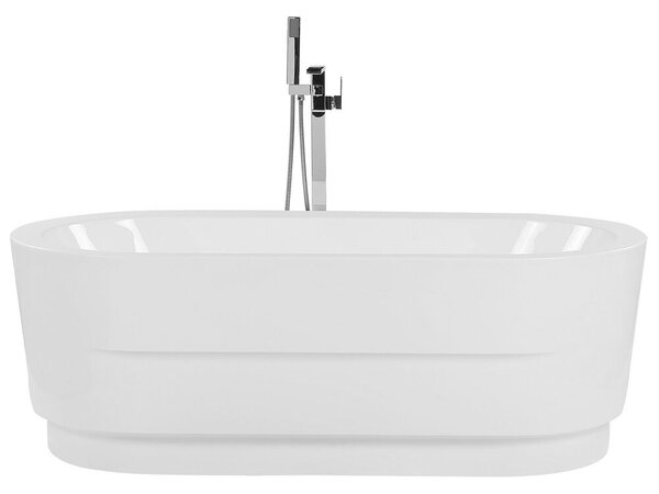 Vasca da bagno freestanding bianco sanitario acrilico ovale singolo 170 x 80 cm minimalista Beliani