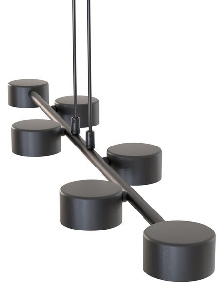 Lampadario Minimal Cyllenius Acciaio Nero 6 Luci Gx53
