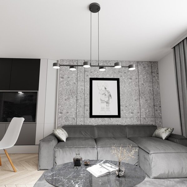 Lampadario Minimal Cyllenius Acciaio Nero 6 Luci Gx53