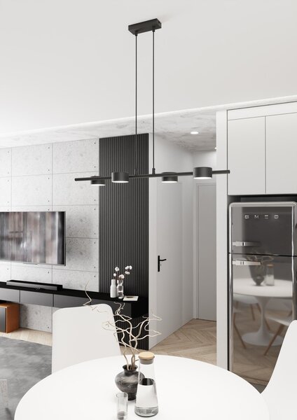 Lampadario Minimal Cyllenius Acciaio Nero 4 Luci Gx53
