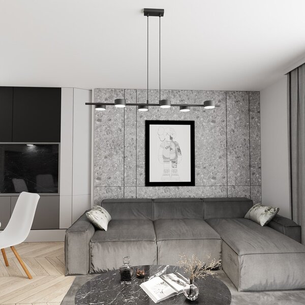 Lampadario Minimal Dis Pater Acciaio Nero 6 Luci Gx53