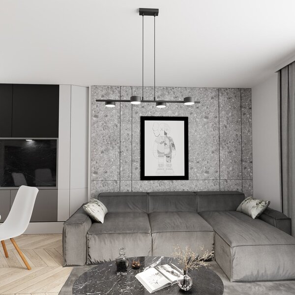 Lampadario Minimal Cyllenius Acciaio Nero 4 Luci Gx53