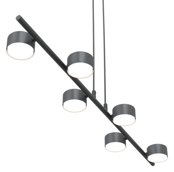 Lampadario Minimal Dis Pater Acciaio Nero 6 Luci Gx53