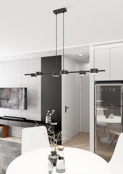 Lampadario Minimal Dis Pater Acciaio Nero 6 Luci Gx53