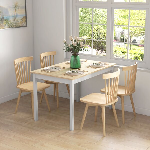 HOMCOM Tavolo da Pranzo 4 Posti in Legno di Pino con Piedini Antiscivolo Ideale per Cucina e Soggiorno, 120x75x75 cm | Aosom Italy