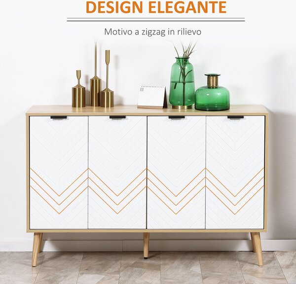 HOMCOM Credenza Cucina Mobile Buffet Ripiani Regolabili, 120x35x77.4cm, Bianco | Aosom Italy