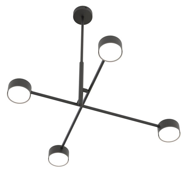 Plafoniera Moderna Mene Acciaio Nero 4 Luci Gx53