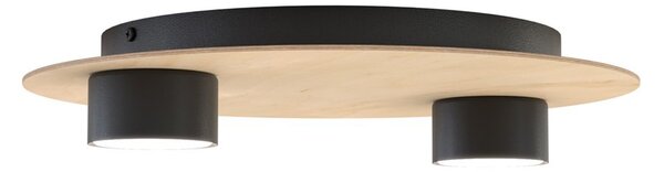 Plafoniera Minimal Opis Acciaio Nero 2 Luci Gx53