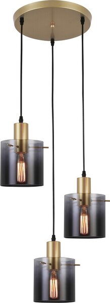Rabalux 5223 Lampada a sospensione 3 spot Donati, E27, oro-nero-grigio, rotonda, moderna, ø410mm
