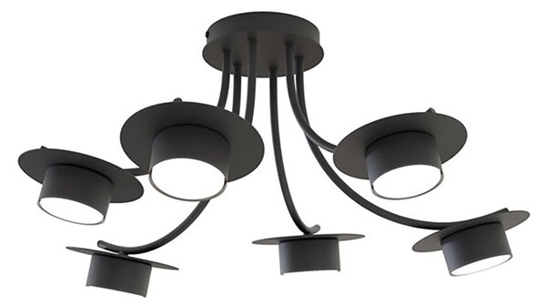 Plafoniera Moderna Enso Acciaio Nero 6 Luci Gx53