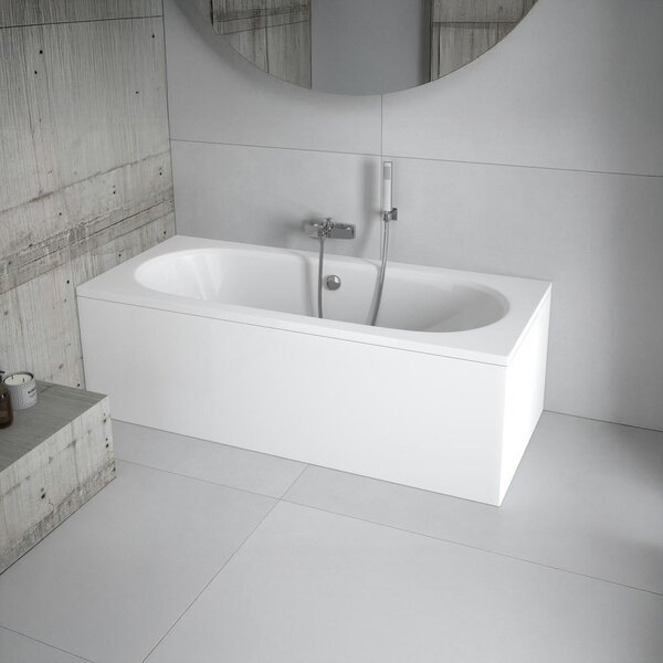 Vasca rettangolare 160x75 con grembiule in acrilico, set di scarico e piedini GRATIS | Set completo 4in1 Vasca originale in acrilico Siphon | BADLAND VITAE
