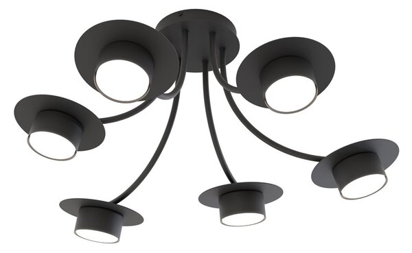 Plafoniera Moderna Enso Acciaio Nero 6 Luci Gx53